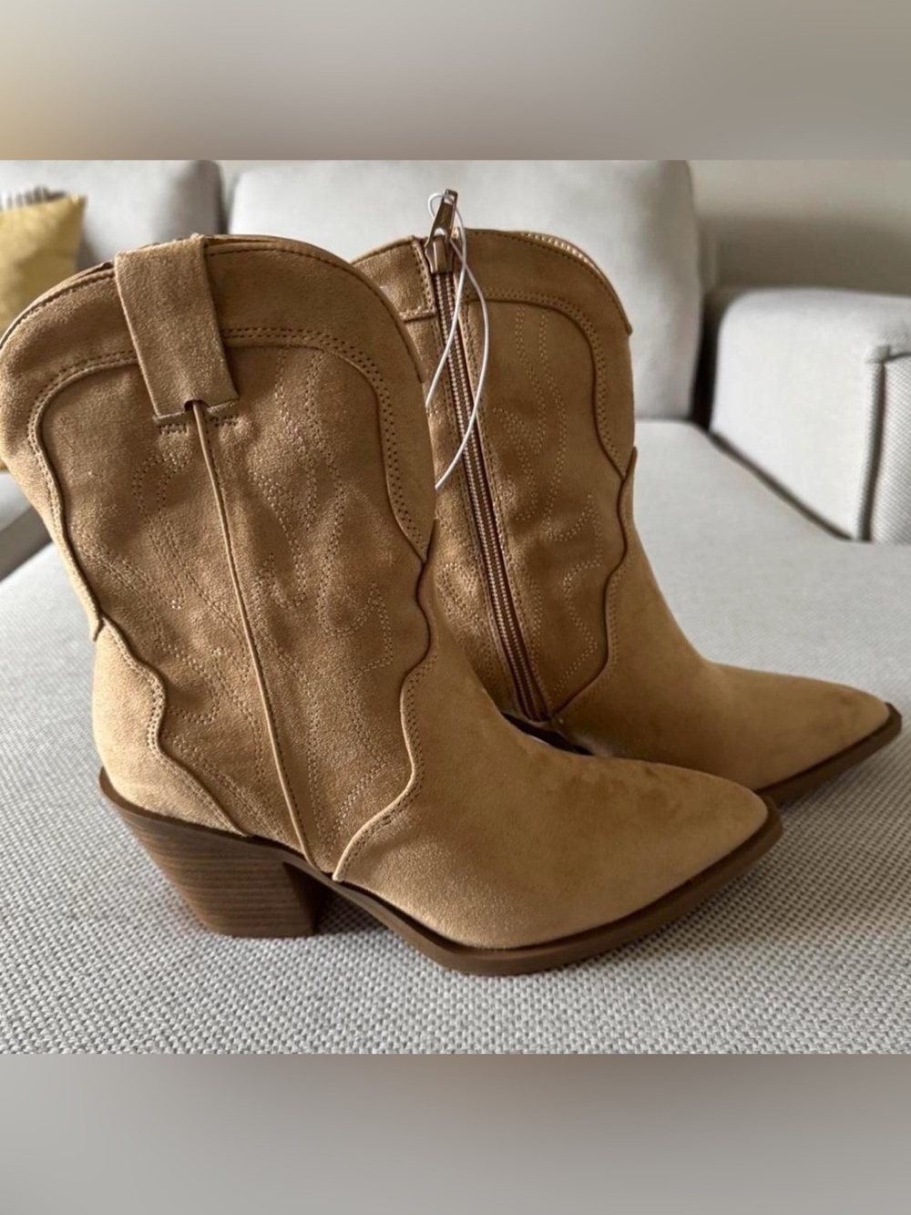 Western Tan Ankle Boots